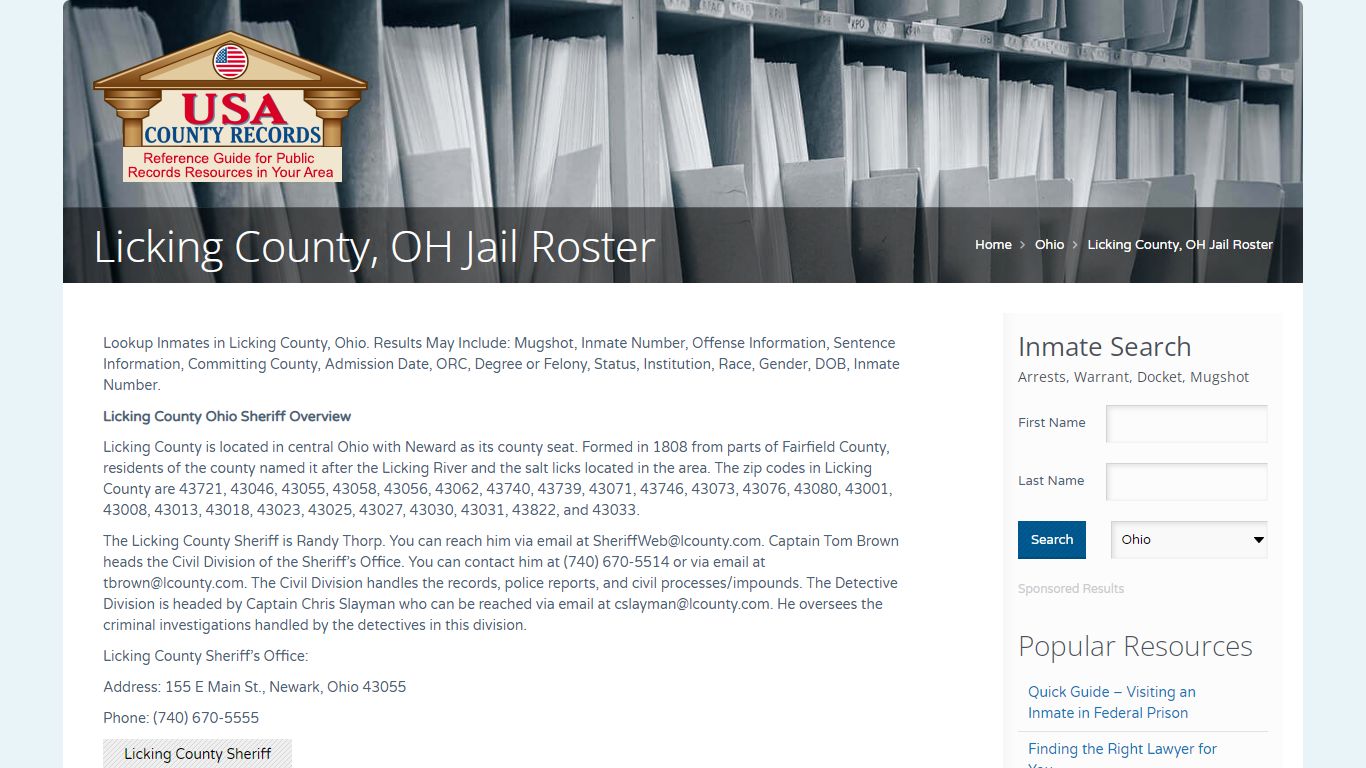 Licking County, OH Jail Roster | Name Search